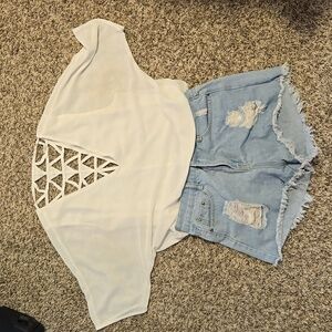 White chiffon v-neck blouse